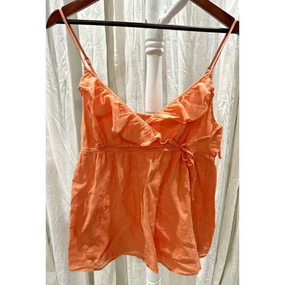Old Navy Tops - Vintage Old Navy Y2K Babydoll Cotton Tank Top Size M Tie Waist Ruffle Top Dainty